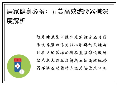 居家健身必备：五款高效练腰器械深度解析