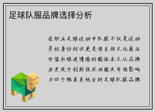 足球队服品牌选择分析